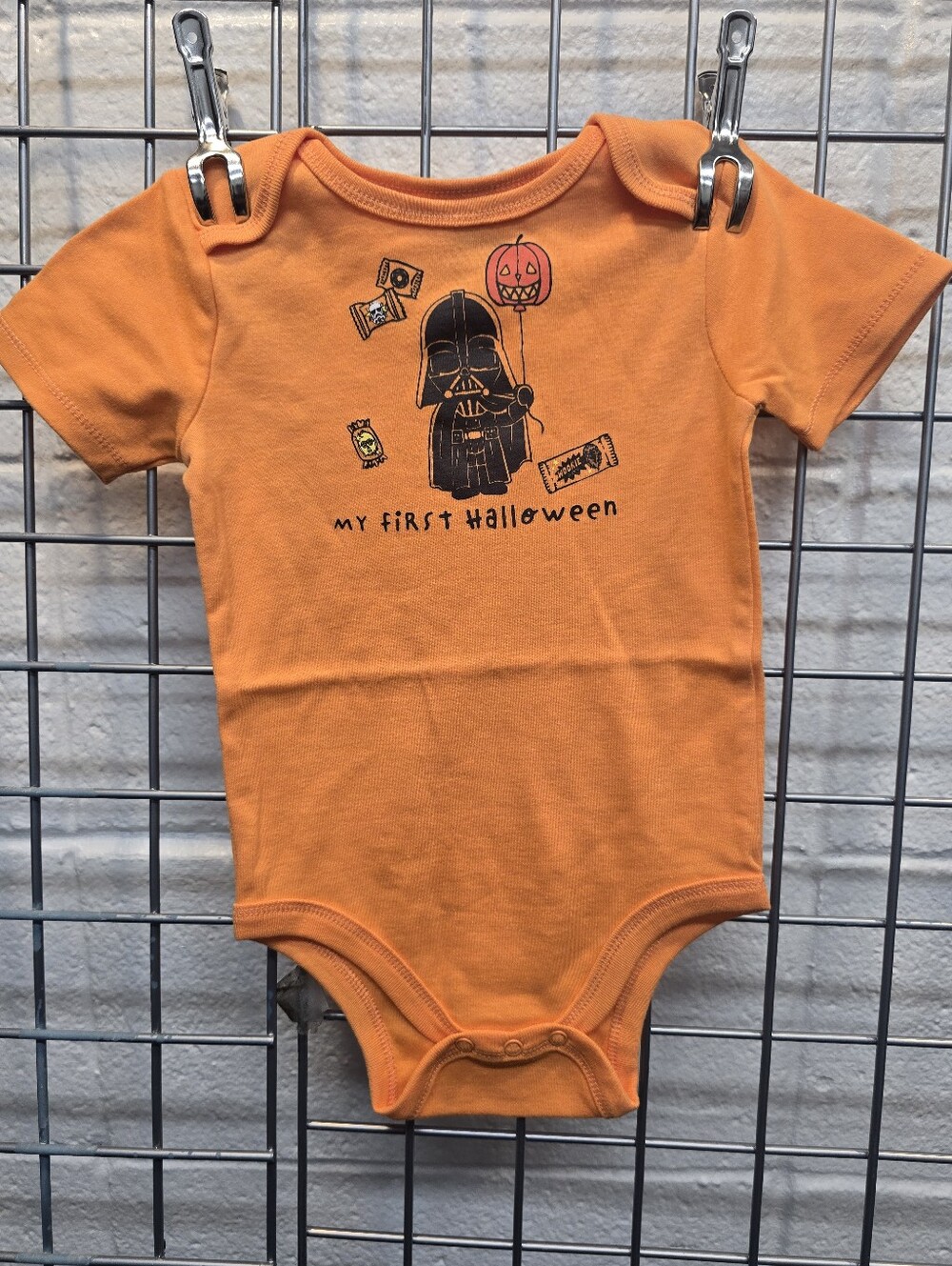 Star Wars Orange 'My First Halloween' Baby Bodysuit with Darth Vader Graphic
